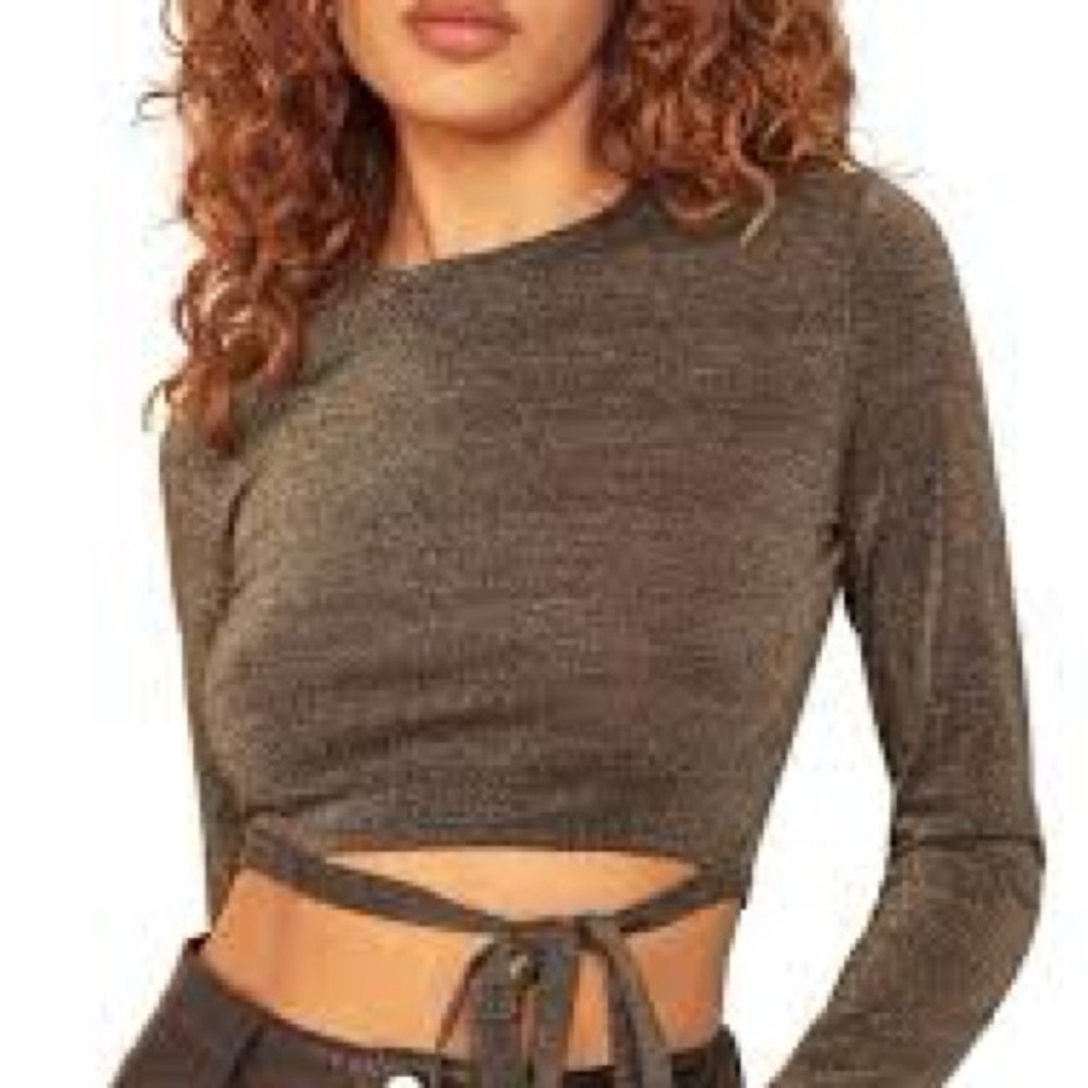 NWT Reformation Jupiter long sleeve tie crop top